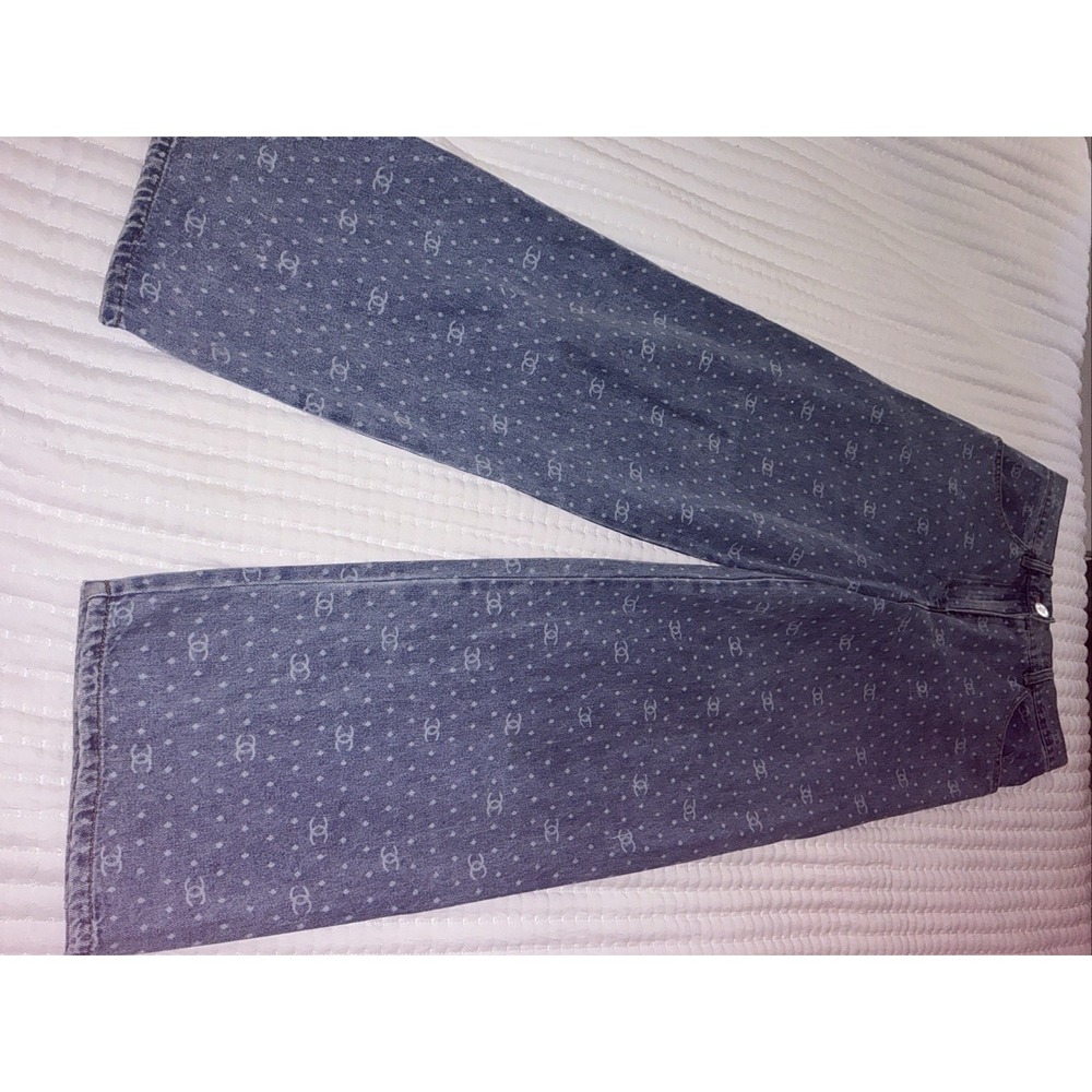 Chanel Blue Polkadot Denim‎ Pants size 36